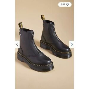 Dr Martens Jetta Zip Platform Boots Black Leather Ankle Womens